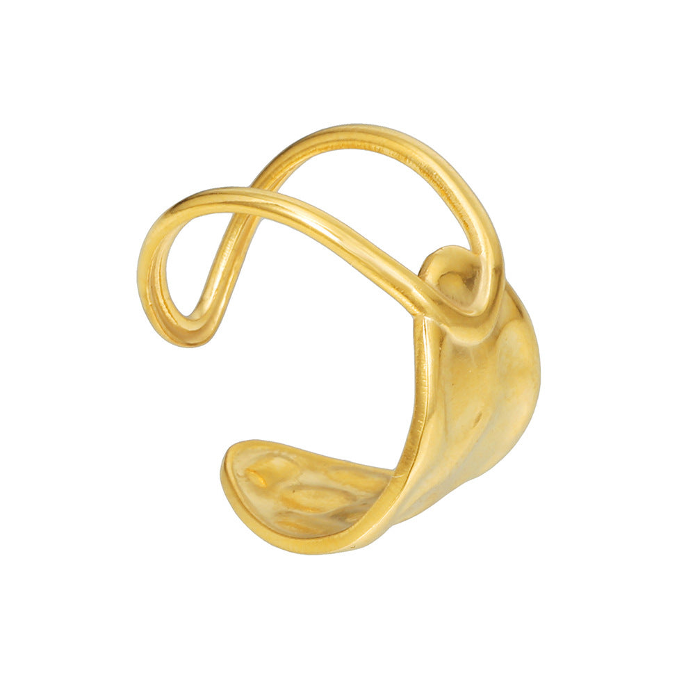 Minimalist Geometric Hollow Open Adjustable Titanium Steel Ring