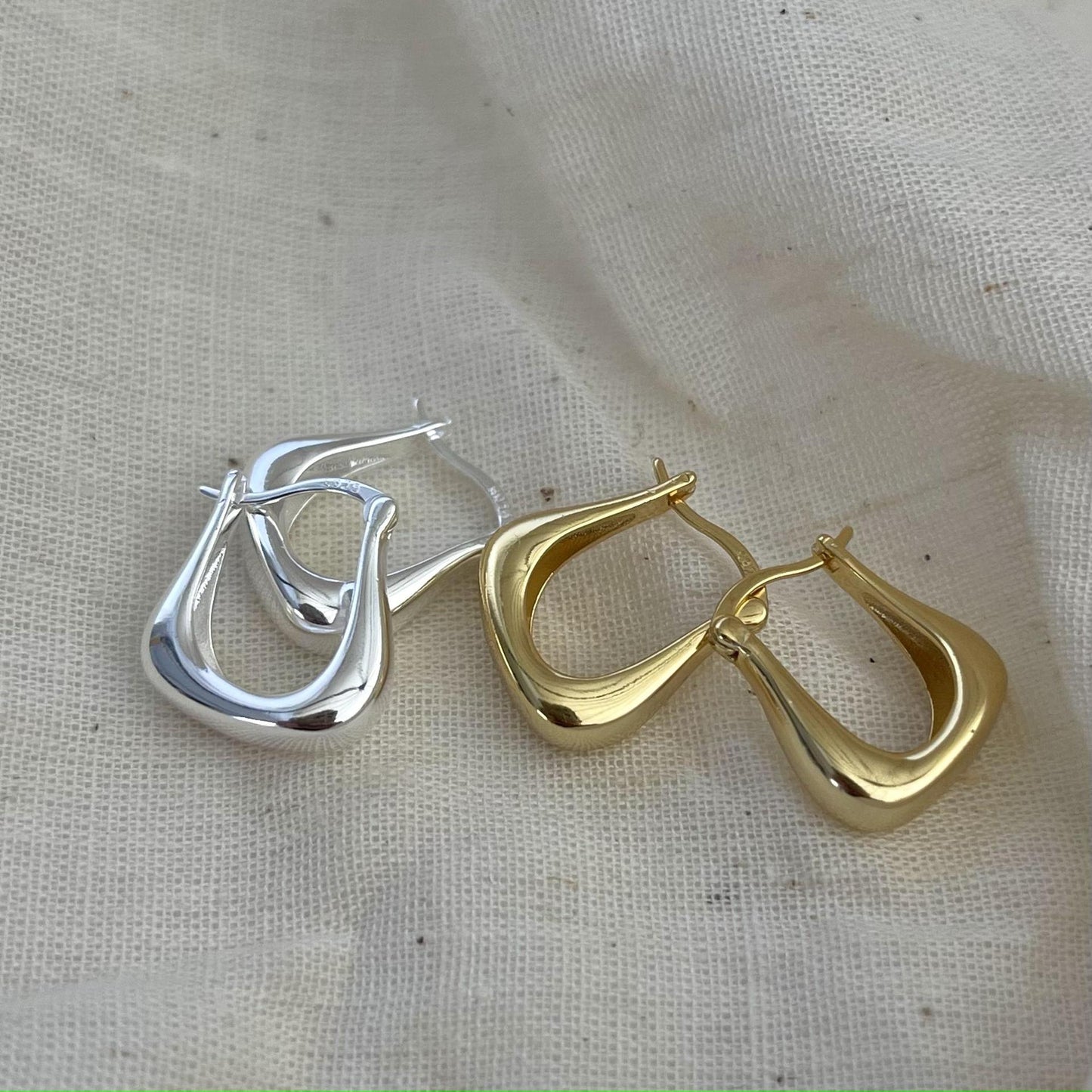 Minimalist Sweet 925 Sterling Silver Geometric U-Shaped Hoop Earrings Gold Plated