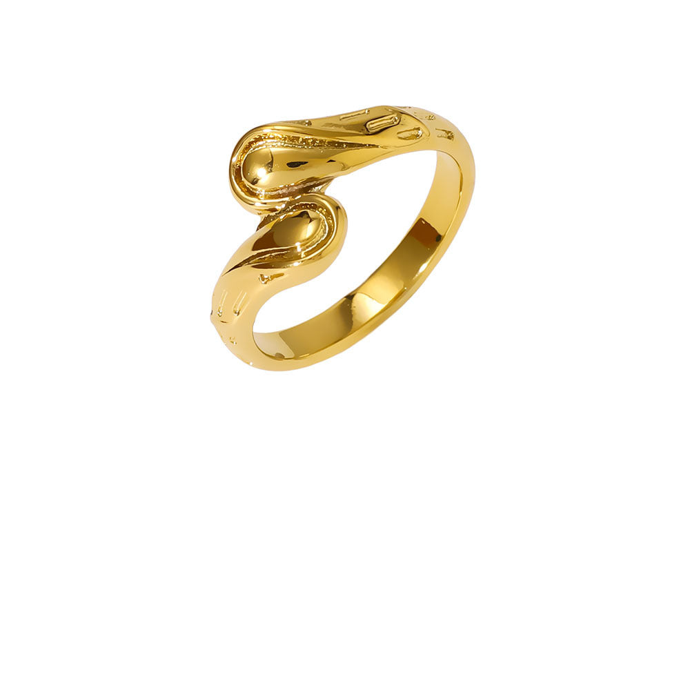 Anello geometrico in acciaio inossidabile con linea testurizzata e motivo a nodo per donna e uomo, fascia minimalista galvanizzata