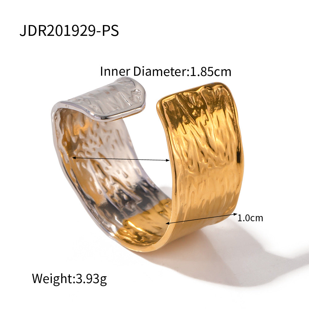 Geometric Floral Plated Stainless Steel Ring for Women