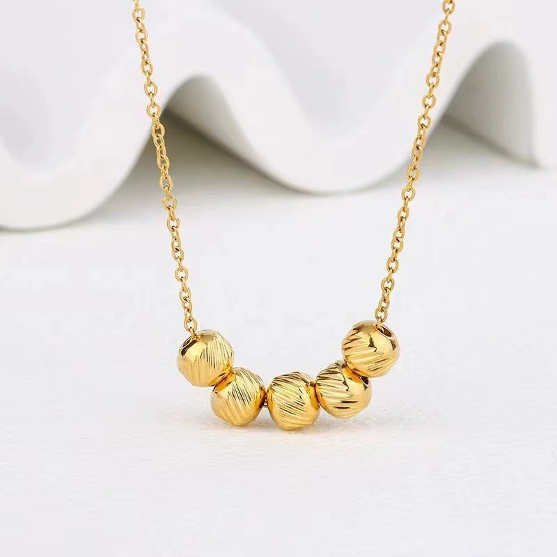 Geometric Titanium Steel Plated Pendant Necklace with Snake Chain for Women
