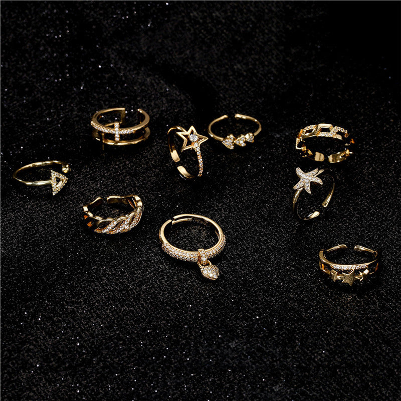 Minimalist 18K Gold Plated Geometric Brass Ring for Women Adjustable