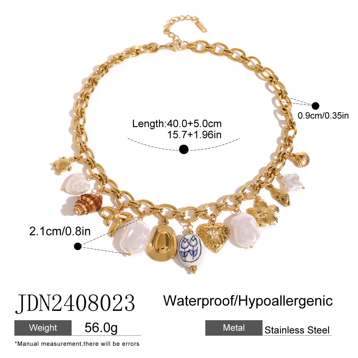 Elegant Butterfly and Heart Pendant Necklace in Stainless Steel with Mother-of-Pearl Inlay, Plated Finish, Delicate Clavicle Chain for Women