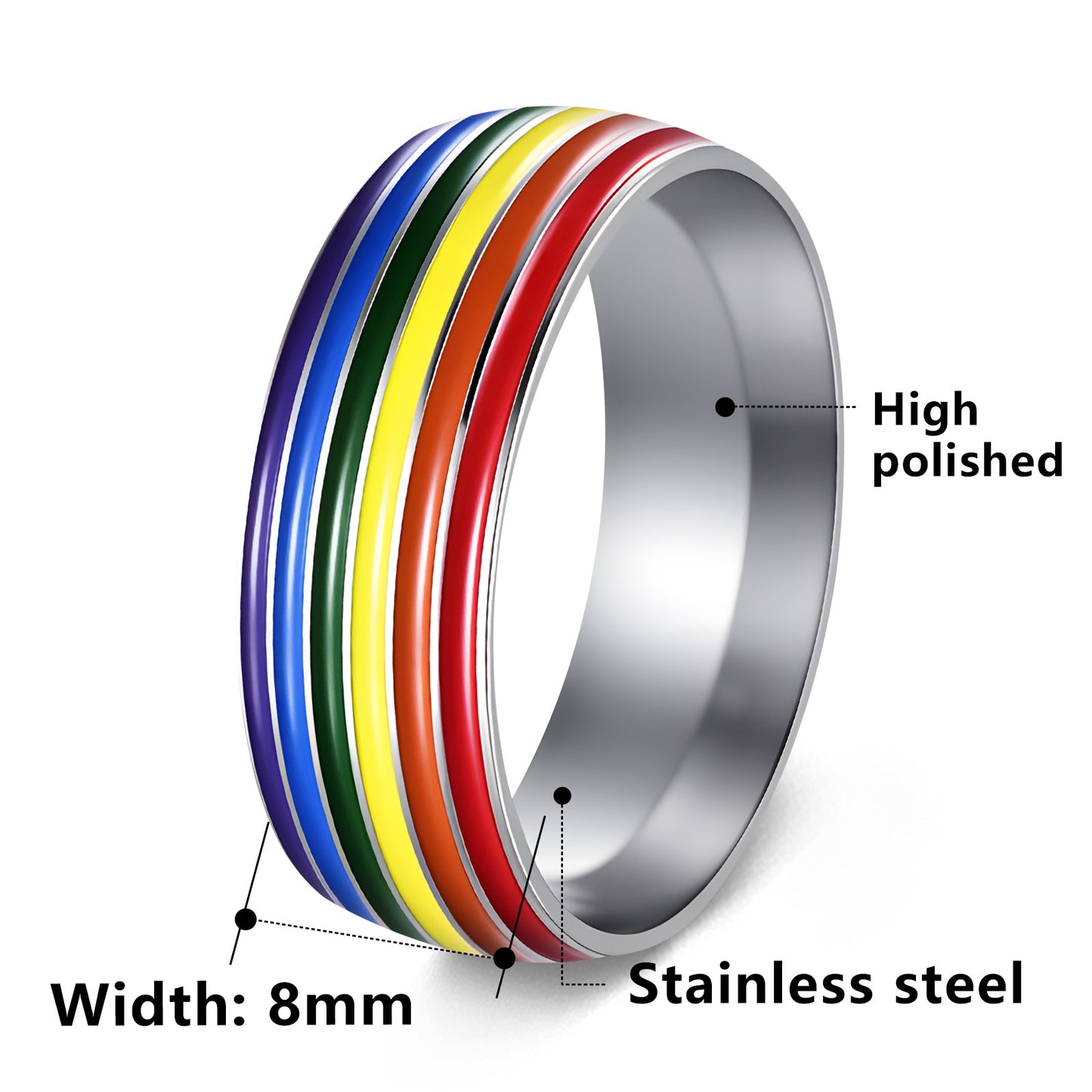 Anillo de acero inoxidable unisex con goteo geométrico de aceite