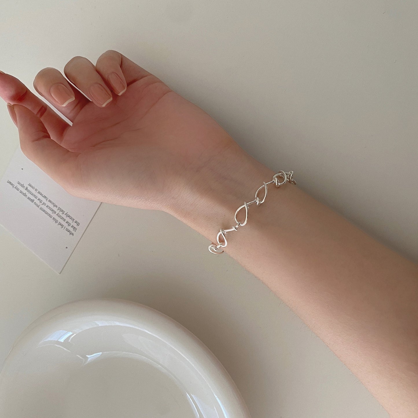 Bracciale da donna in argento sterling 925 intrecciato geometrico unico