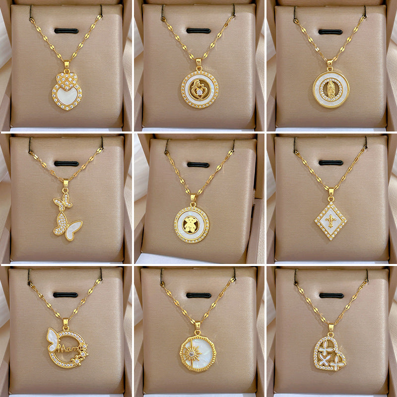Collar de titanio con diamantes de imitación, cielo estrellado geométrico, para mujer, cadena de labios minimalista, estilo dulce