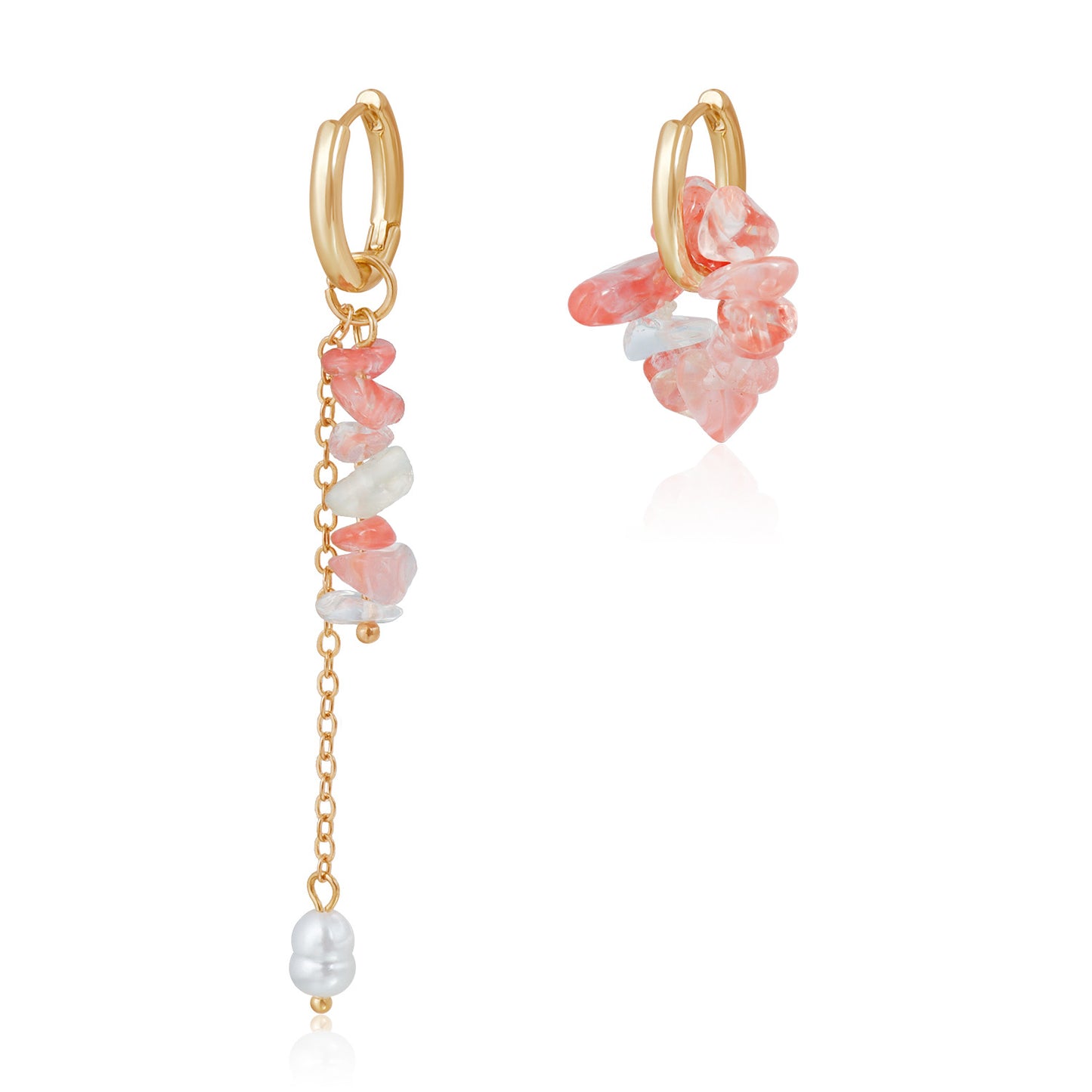 Minimalist Geometric Pink Quartz Pendant Necklace for Women with Alloy Chain and Electroplated Finish