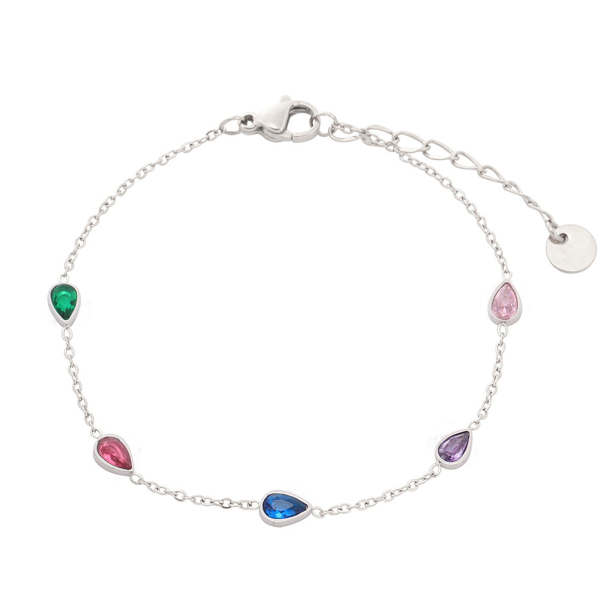 Fashion Minimalist 18K Gold Plated Titanium Steel Water Drop Rhinestone Bracelet for Women