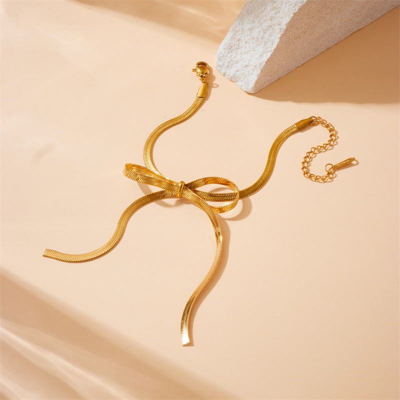Minimalist Plated Stainless Steel Butterfly Snake Chain Bracelet for Women