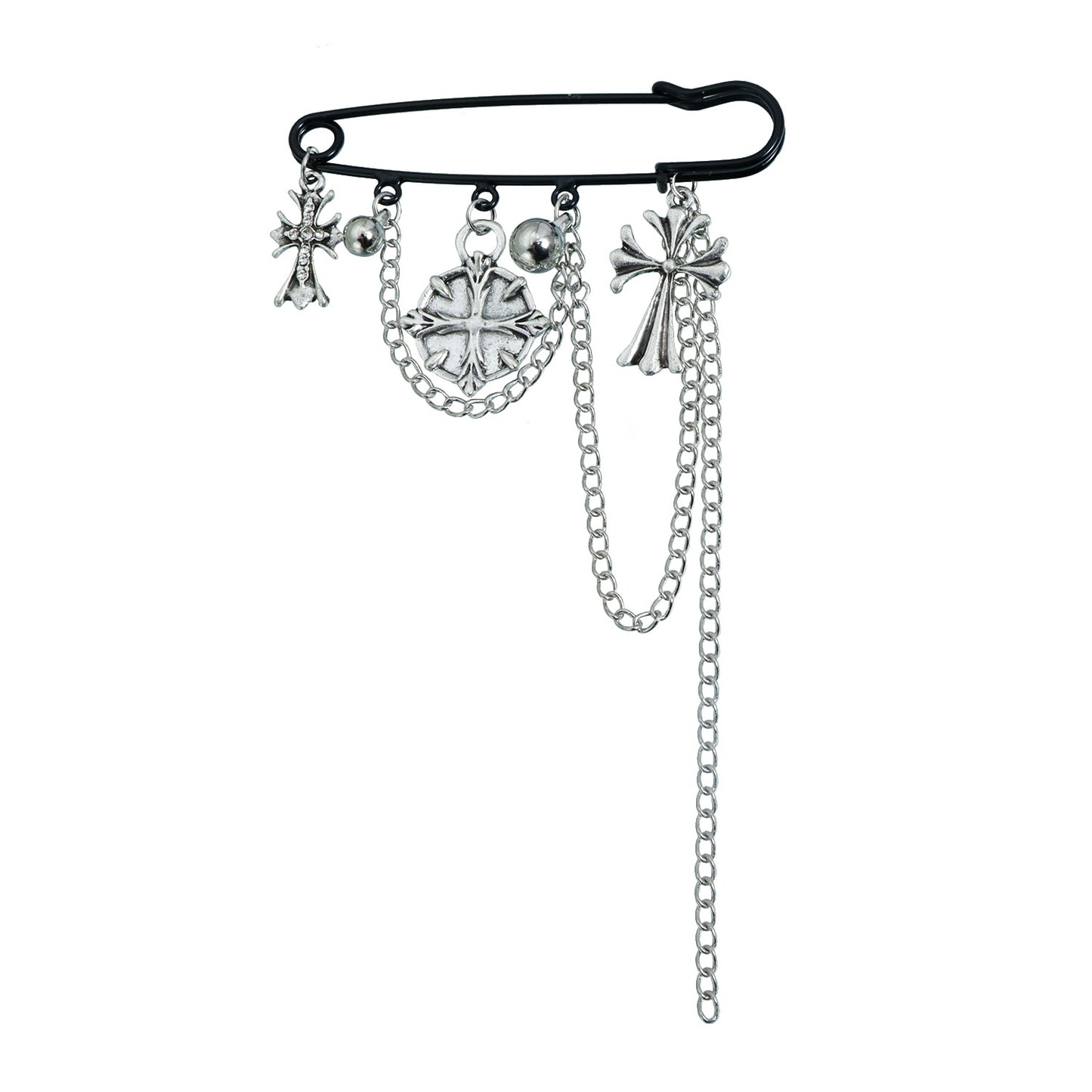 Geometric Cross Alloy Plated Brooch for Women