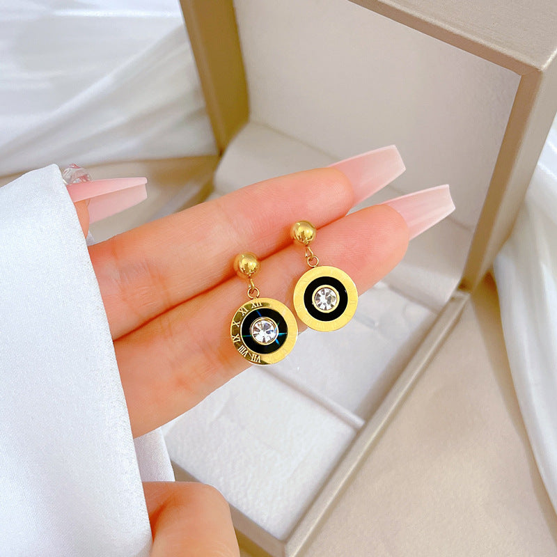 Minimalist Sweet Geometric Titanium Steel Plated Stud Earrings