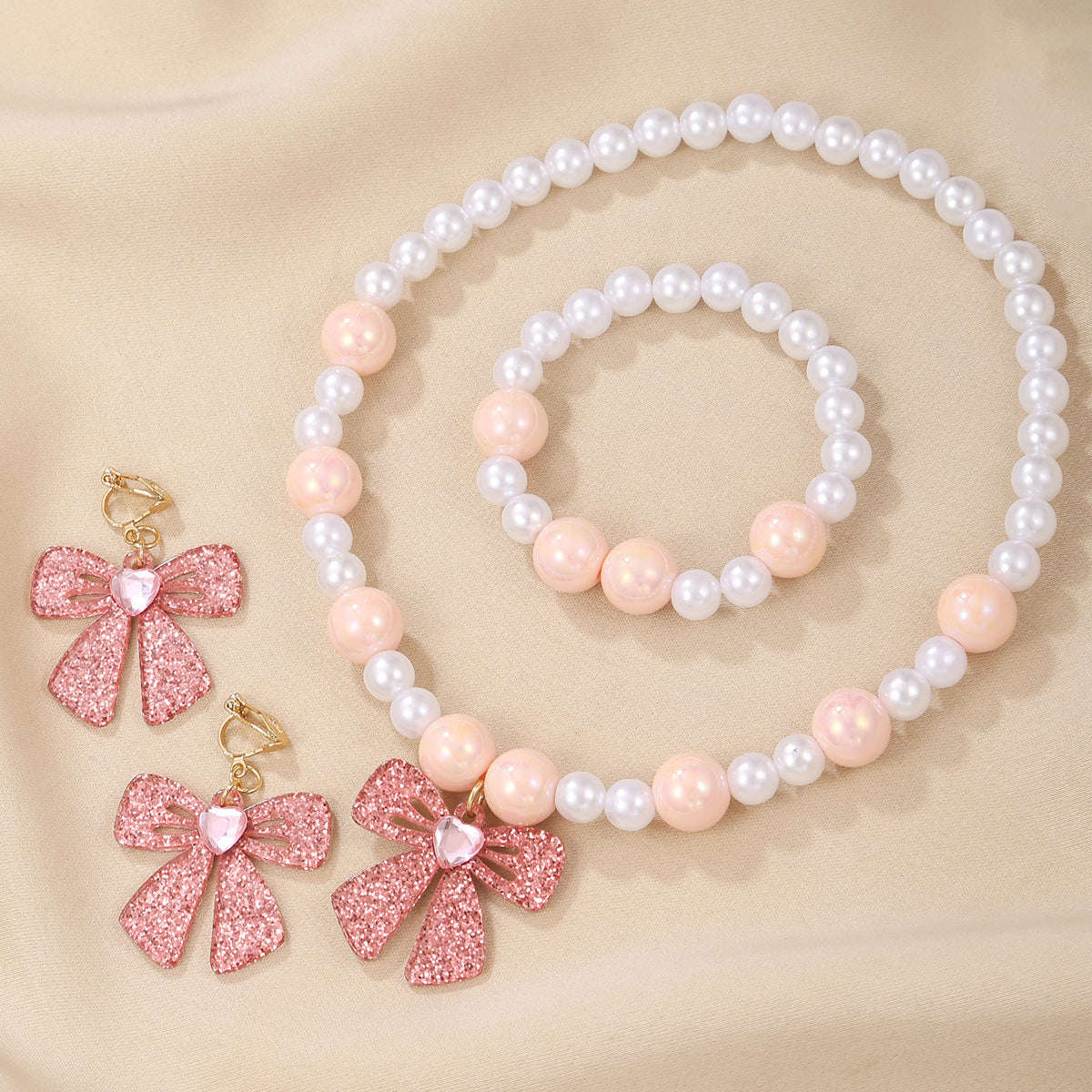 Sweet Butterfly Bow Pendant Necklace for Girls Made of Acrylic and Resin on Beaded Chain Adjustable for Ages 3-10+