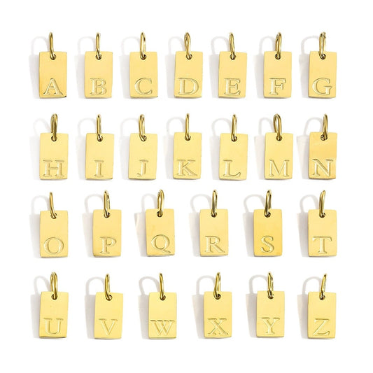 Minimalist Square Letter Stainless Steel Gold Plated Pendant Box Chain Necklace