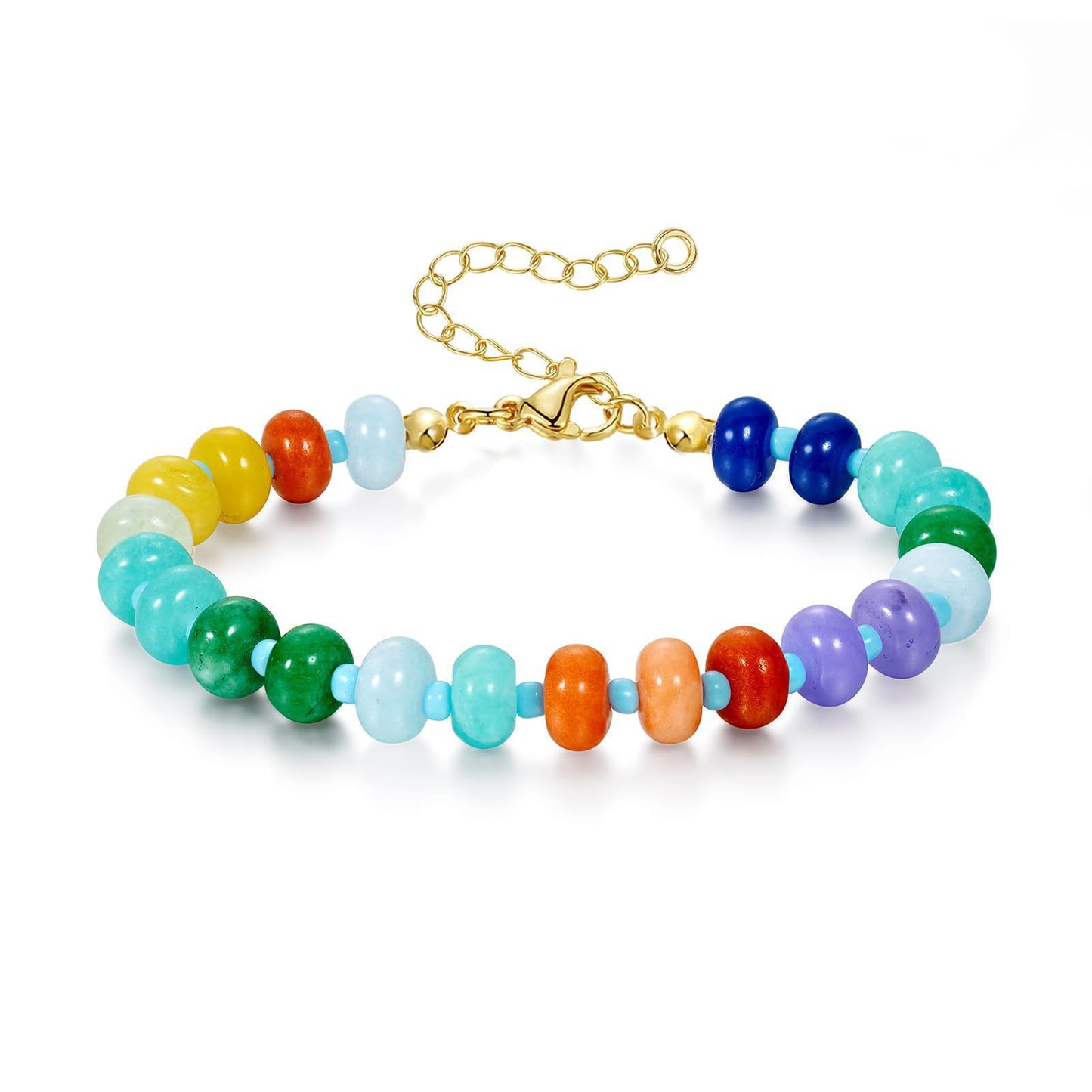 Bohemian Natural Gemstone Round Beaded Bracelet for Women