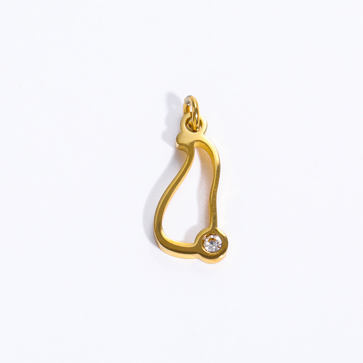 Sweet Stainless Steel Letter Pendant Necklace with Pearl and Cubic Zirconia