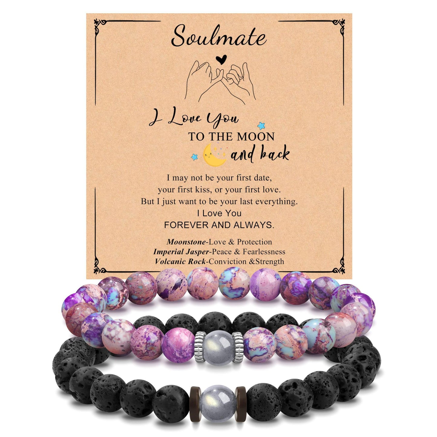 Minimalist 8mm Imperial Stone Volcanic Stone Wood Beaded Stretch Bracelet Unisex Handmade
