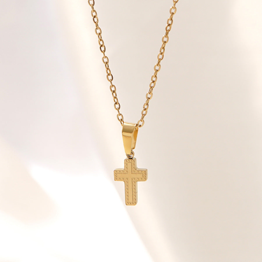 Vintage Elegant Gold Plated Stainless Steel Cross Necklace Set