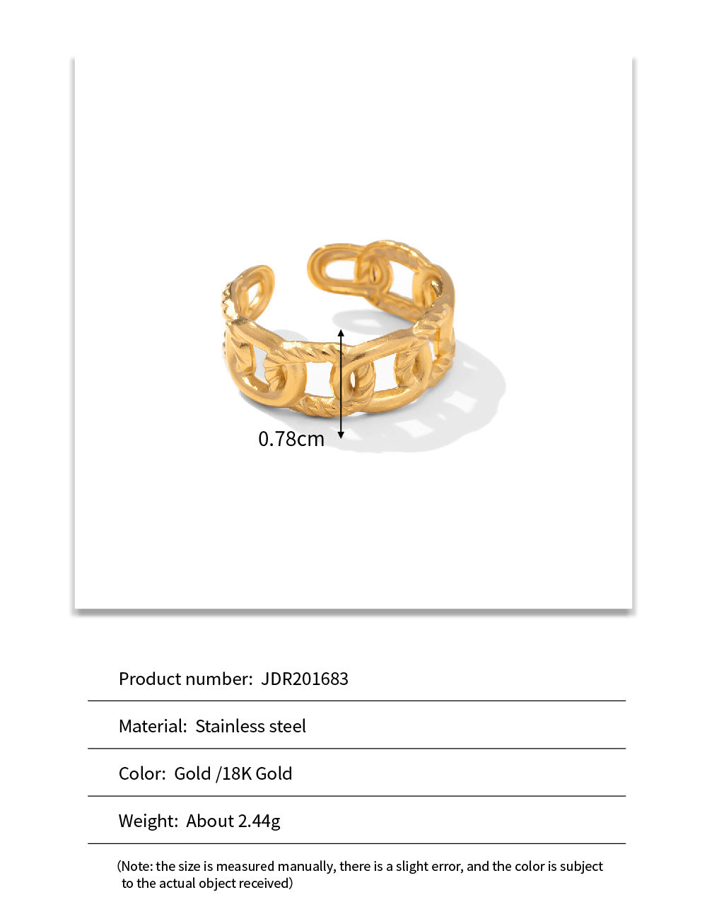 Geometric Plated Stainless Steel Ring for Women