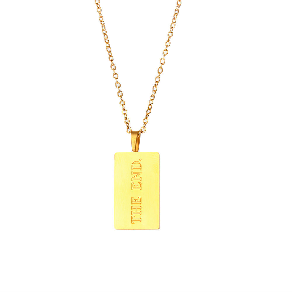 Collana con Pendente a Lettera Minimalista in Acciaio Inossidabile con Placcatura Sottovuoto in Oro 18 carati per Donna