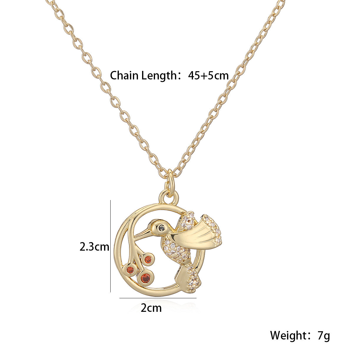 Minimalist 18K Gold Plated Brass Cubic Zirconia Bird Pendant Necklace for Women
