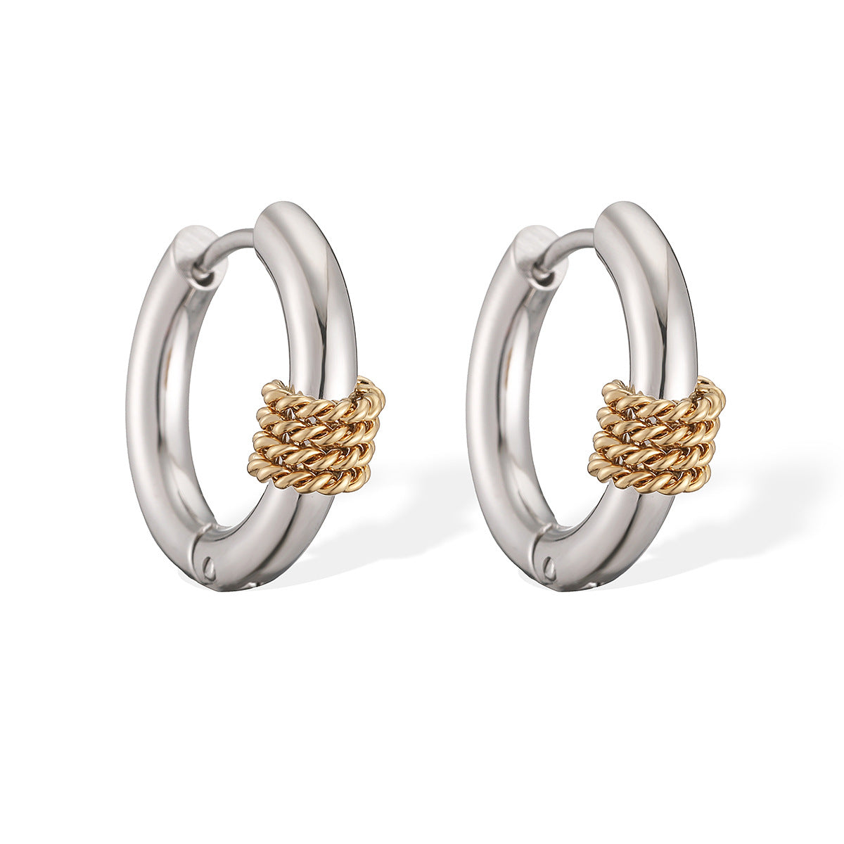 Minimalist 18K Gold Plated Geometric Stainless Steel Hoop Earrings for Women