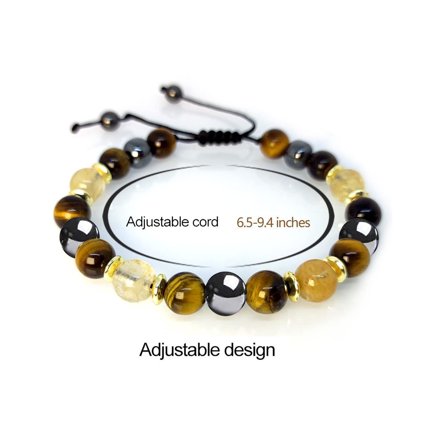 Geometric Round Agate Crystal Beaded Bracelet Unisex Handmade Jewelry