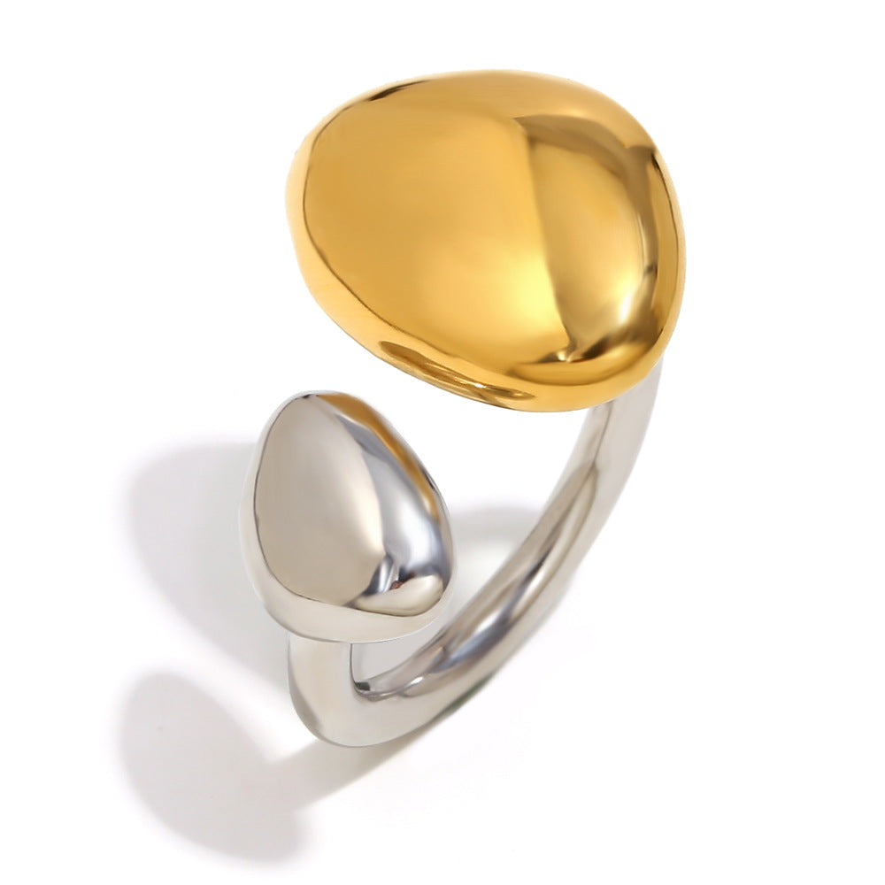 Minimalist Geometric Two-Tone Stainless Steel Ring with 18K Gold Plating for Women