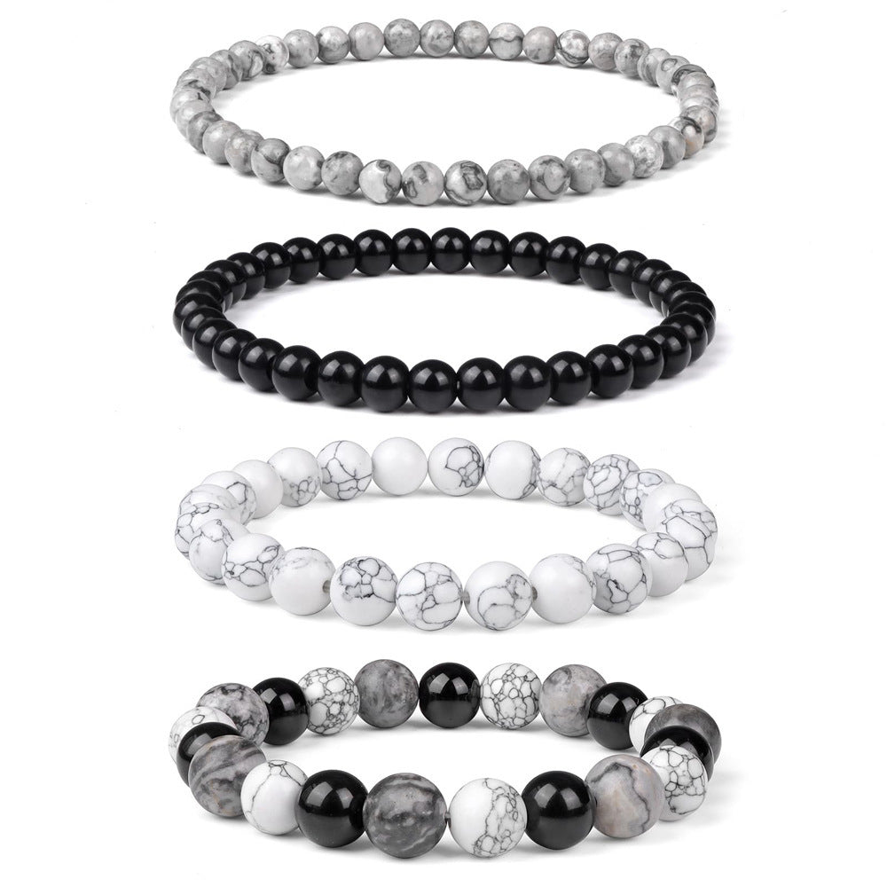Geometric Natural Stone Beaded Bracelet Set Unisex Handmade Jewelry
