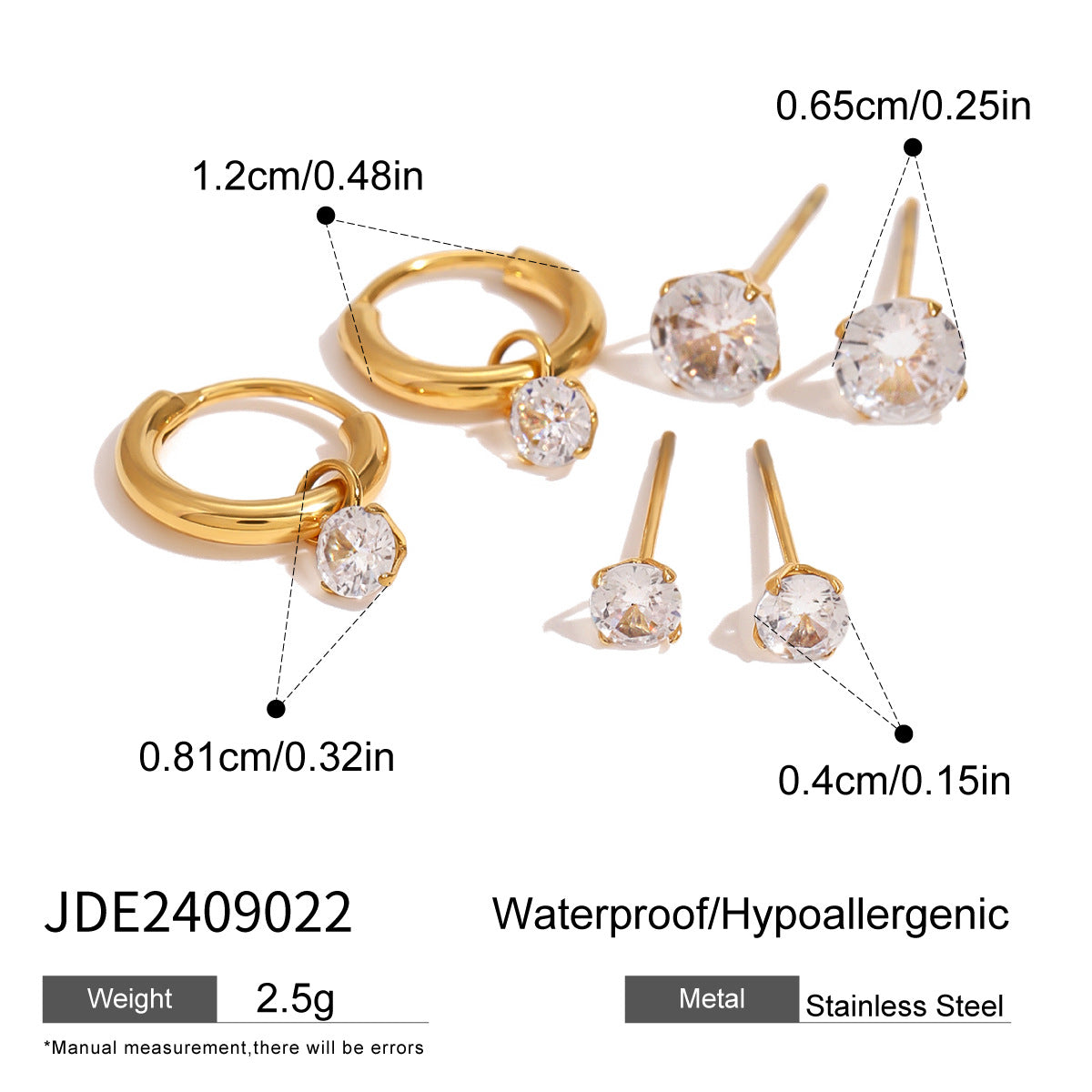Orecchini a perno geometrici in acciaio inossidabile con dettagli in zircone e perle da donna