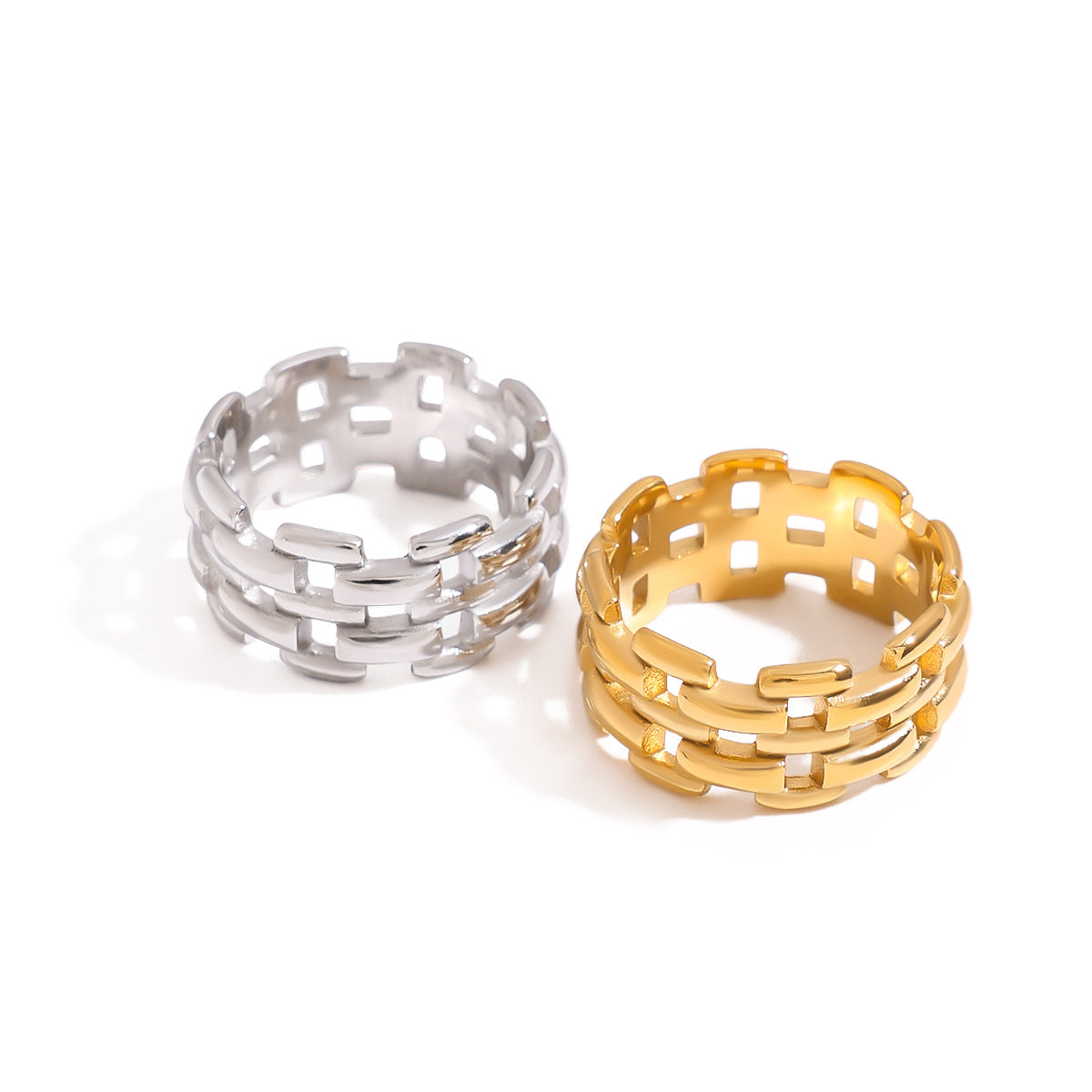 Geometric Plated Stainless Steel Ring for Women
