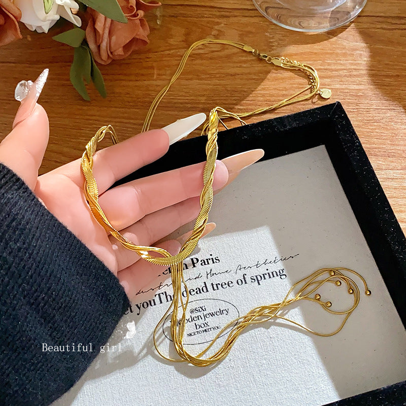 Sporty Casual Gold Plated Titanium Steel Necklace for Unisex