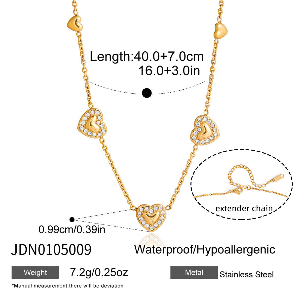 Minimalist Heart Geometric Stainless Steel PVD Plated Necklace for Women