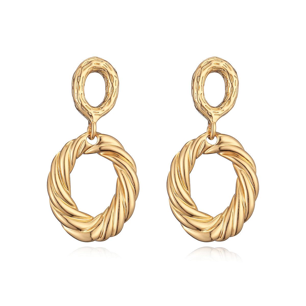 Minimalist Geometric Copper Earrings with Real Gold Plating for Women, Irregular Fashion Statement Earrings