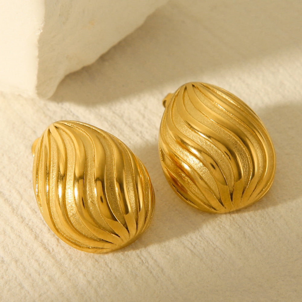 Fashion Ins Style 18K Gold Plated Stainless Steel Water Drop Geometric Earrings for Women