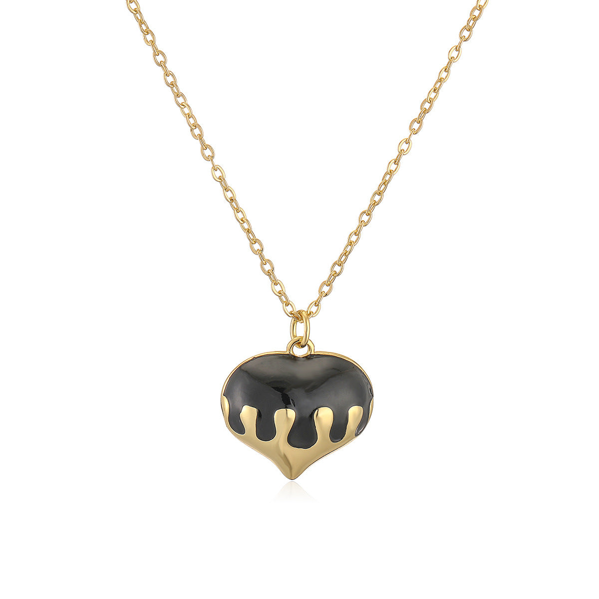 Collana con Ciondolo a Cuore Minimalista in Rame Smaltato Placcato Oro 18K da Donna