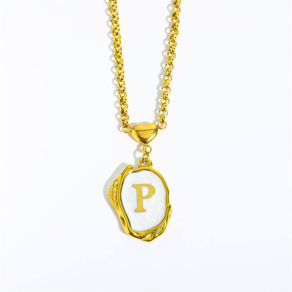 Collana Minimalista in Acciaio Inossidabile a Forma di Lettera con Placcatura in Oro 18K e Catena a O per Uomo e Donna
