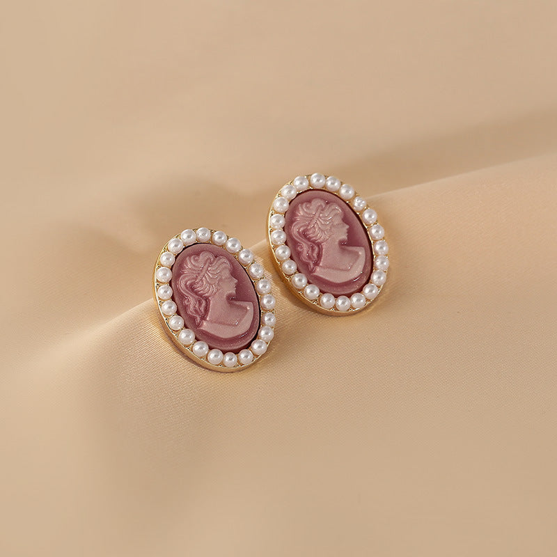 Chic Vintage Pearl Stud Earrings with Floral Bow Leaf Diamond Drop Geometric and Animal Motifs in Steel Posts