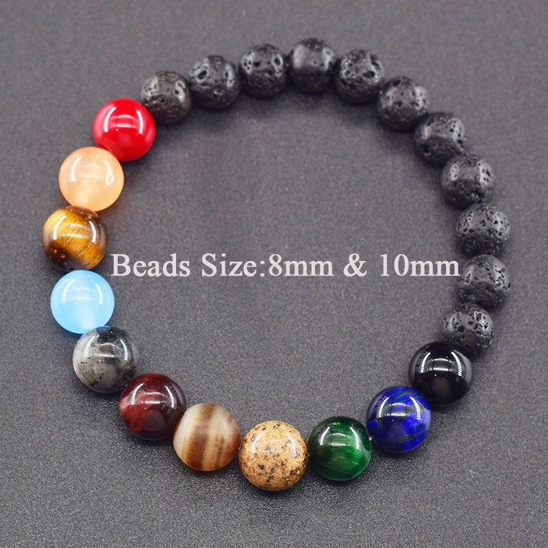 Classic Sweet Natural Gemstone Round Geometric Stretch Bracelet Unisex Jewelry Gift