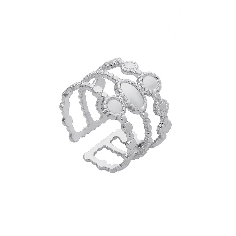 Geometric Plated Stainless Steel Ring Unisex