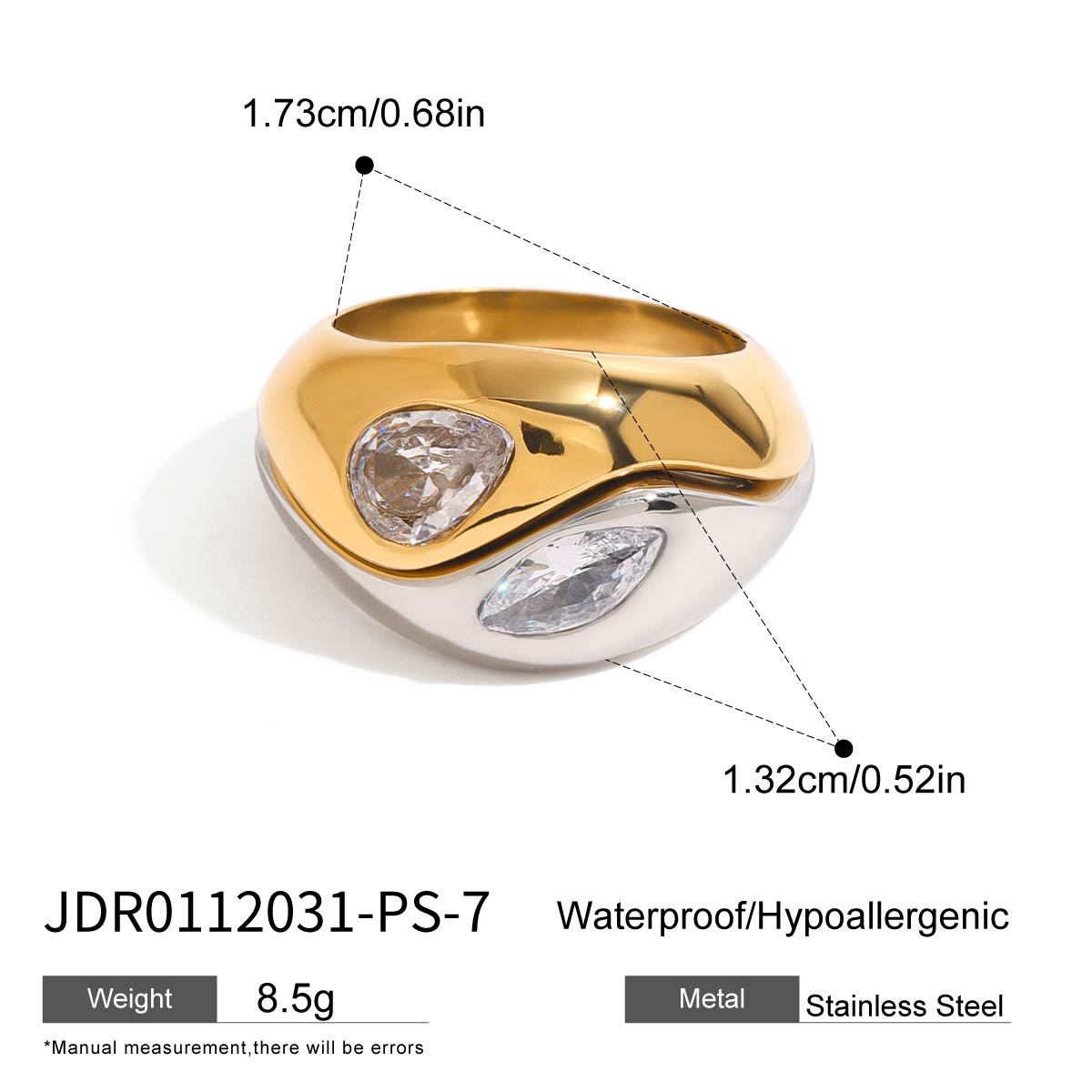 Minimalist Geometric Stainless Steel Plated Ring with Rhinestones for Women