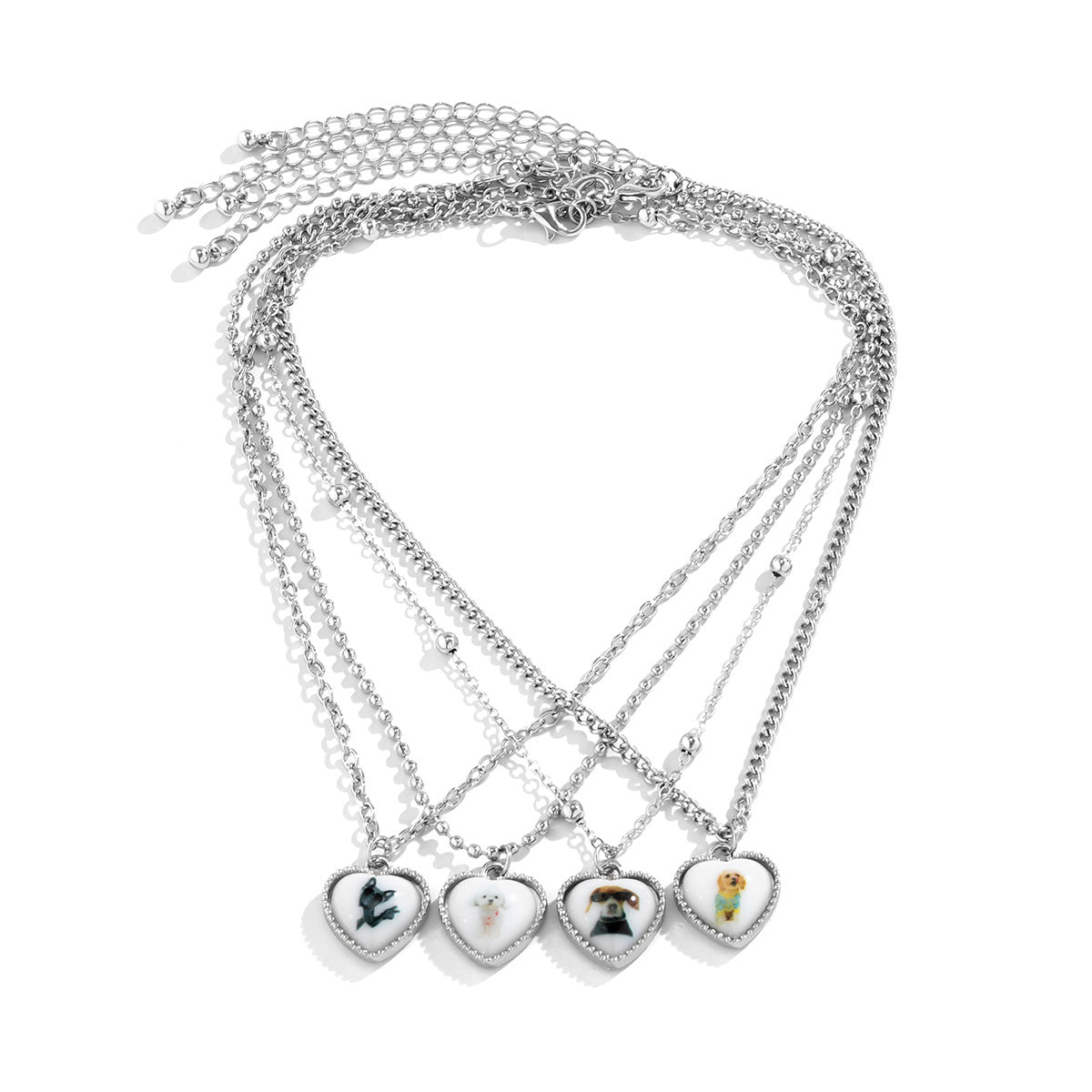 Set collana con ciondolo a cuore in lega stile vintage con ciondolo a forma di cane e finitura placcata per donna