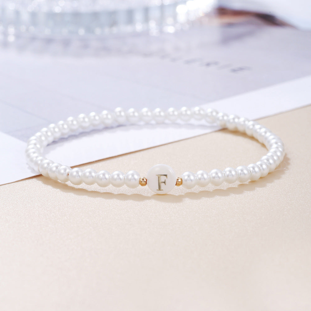 Minimalist Sweet Letter Imitation Pearl Handmade Bracelet for Women