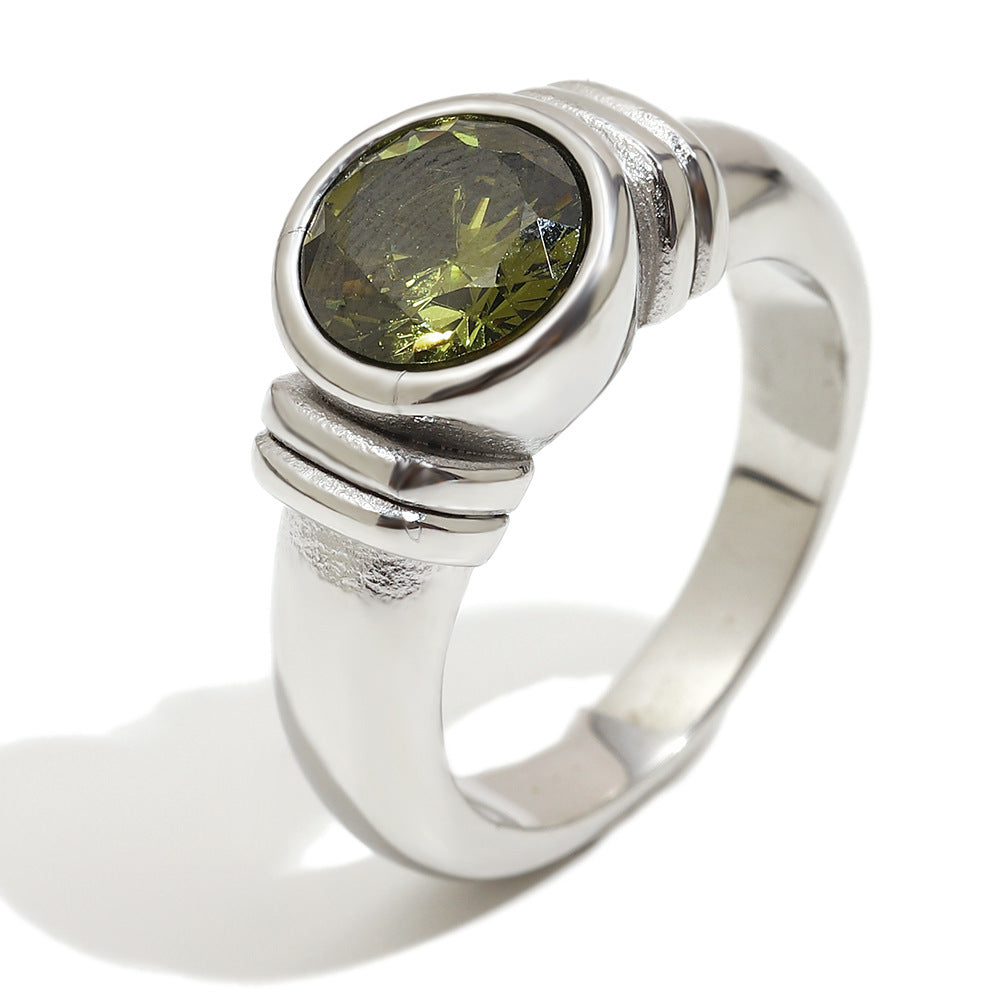 Anello da donna in acciaio inossidabile geometrico minimalista con placcatura in oro 18 carati e zirconi
