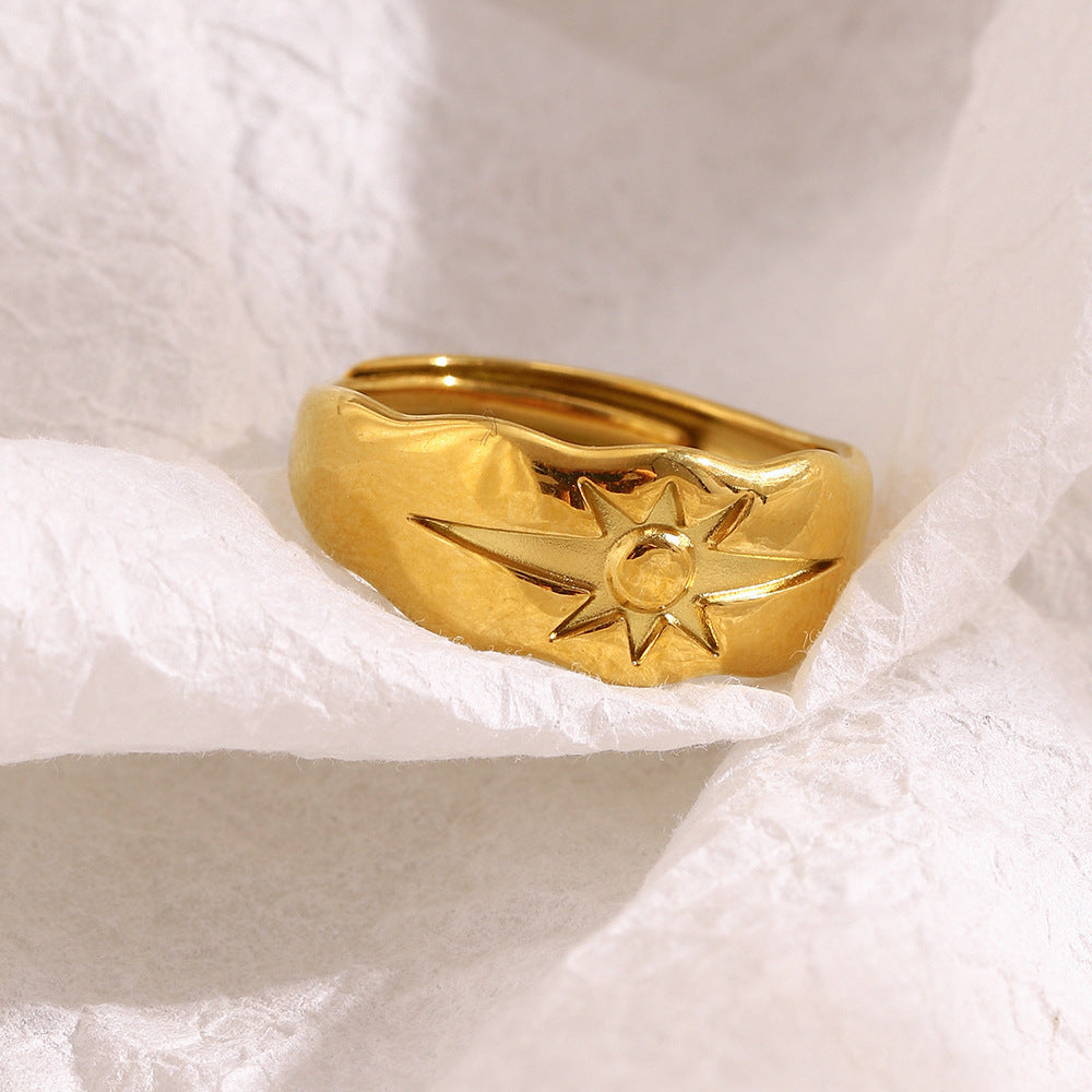 Anello in acciaio inossidabile geometrico minimalista con placcatura in oro 18 carati da donna