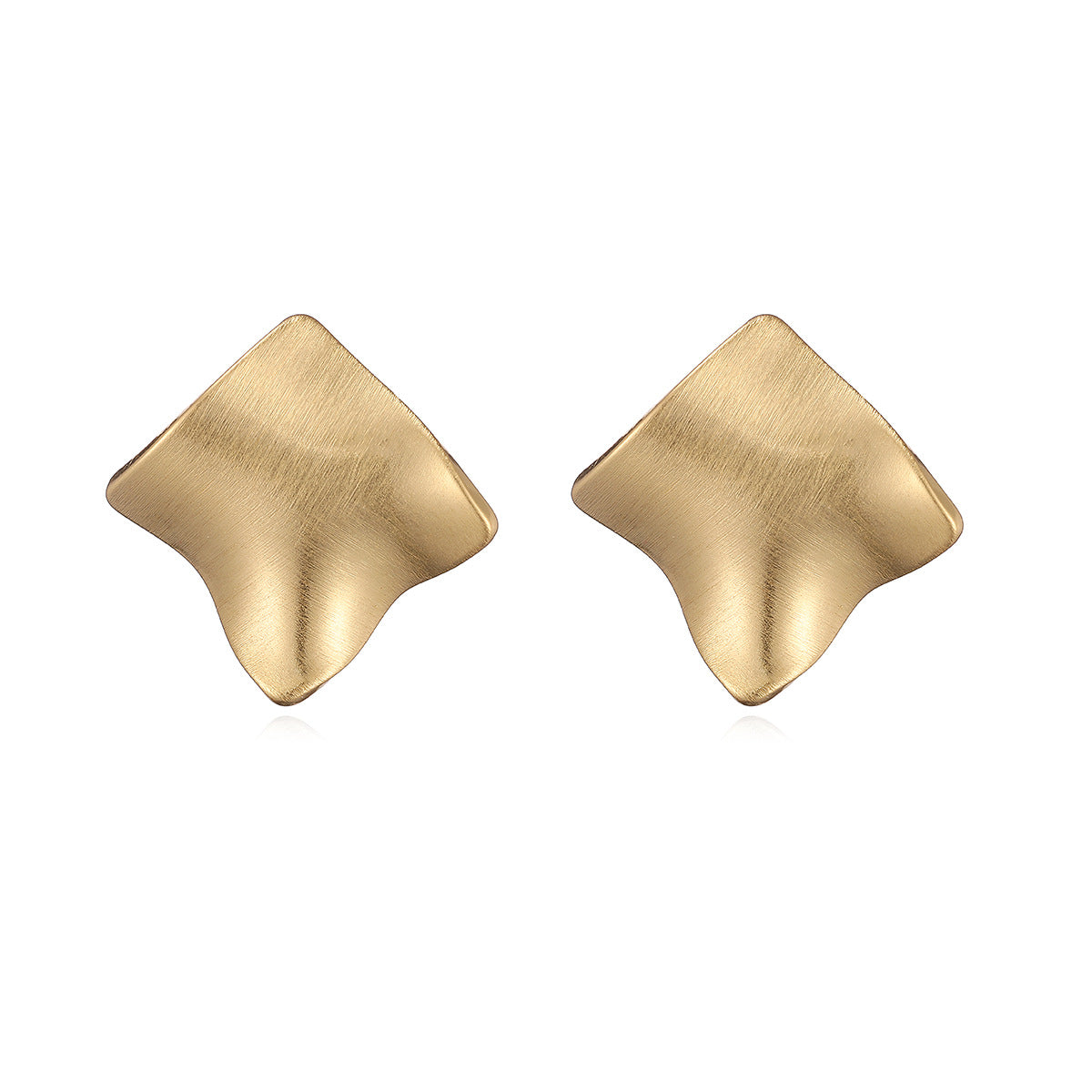 Minimalist Luxury 18K Gold Plated Brushed Geometric Brass Earrings for Women