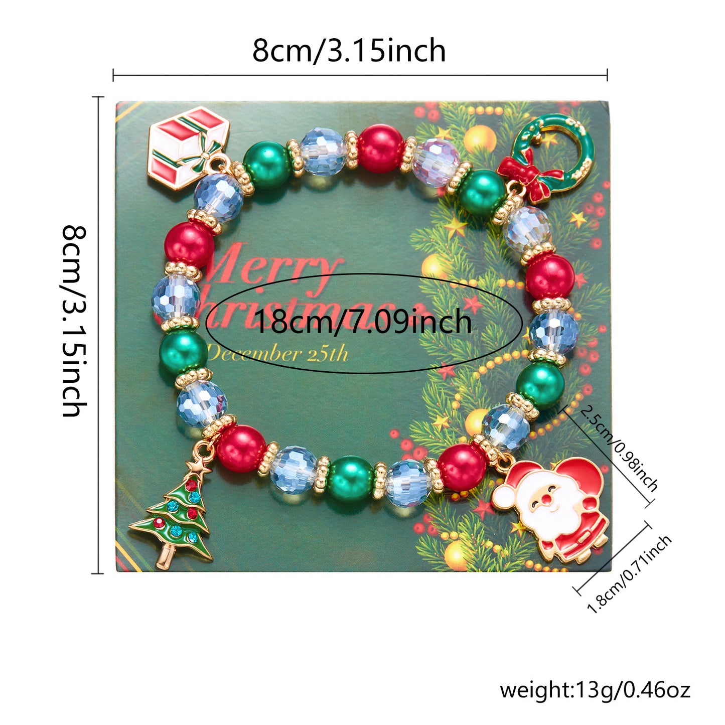 Braccialetto geometrico fatto a mano in lega con perline di Babbo Natale per uomo e donna, regalo di Natale, gioielli dell'amicizia