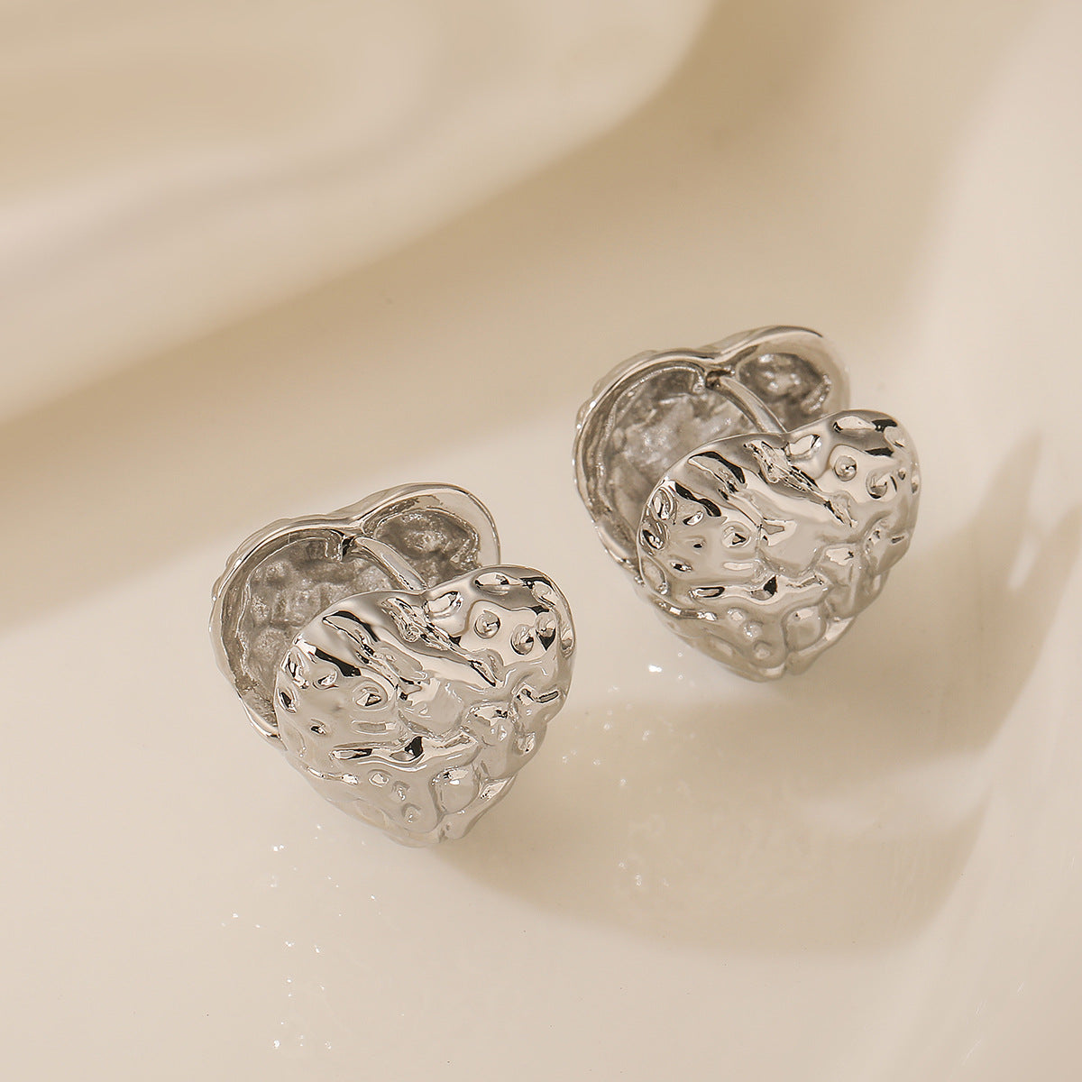 Minimalist Geometric Folded Heart Earrings for Women in Brass with Real Gold Plating