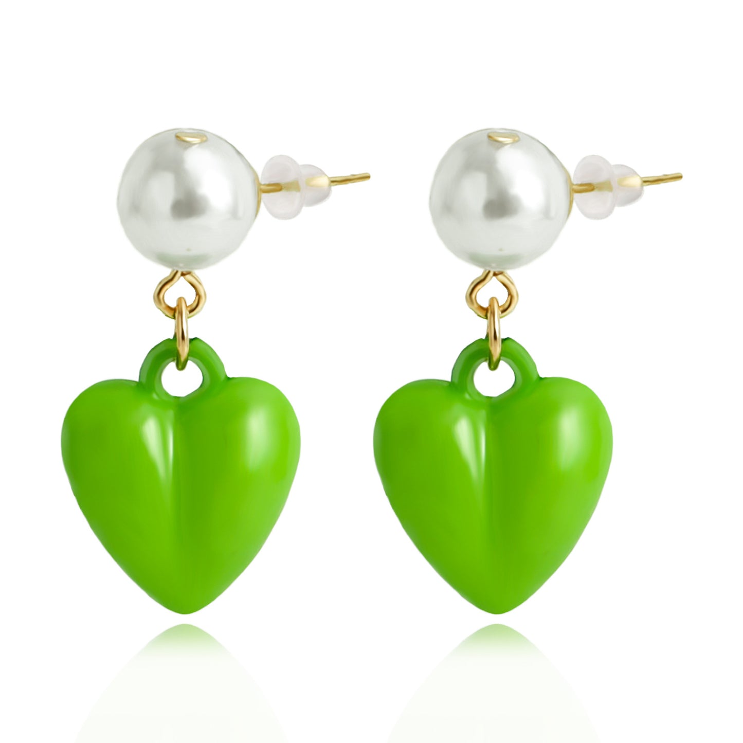 Minimalist Heart-Shaped Alloy Ear Studs with Iridescent Pearl Accents for Women