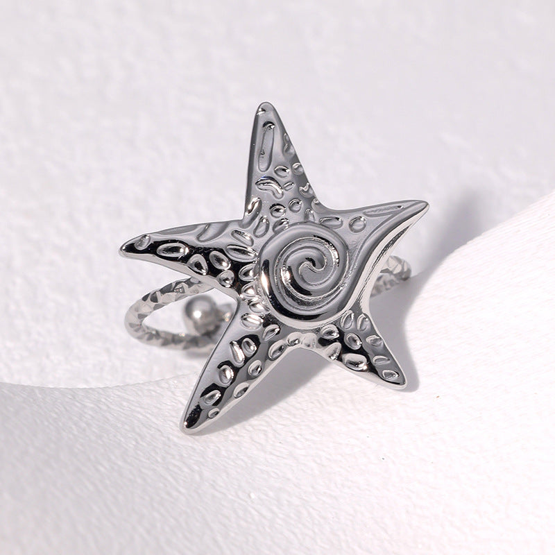 Fashion Minimalist Irregular Star Shaped 18K Gold Plated Stainless Steel Open Ring for Women