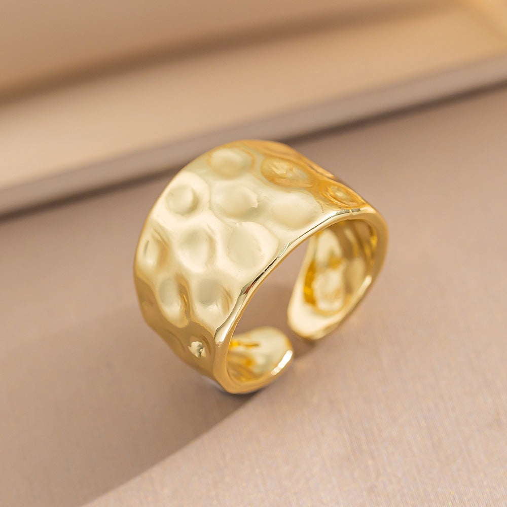 Luxury Minimalist Adjustable Open Ring for Women with Gold-Plated Copper Band and Zircon Stone Accent in Heart and Floral Shape